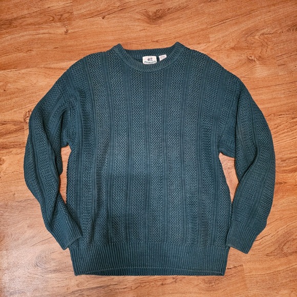 417 by Van Heusen Other - Vintage 417 Van Heusen Mens XL Teal Green Ramie Cotton Chunky Knit Sweater